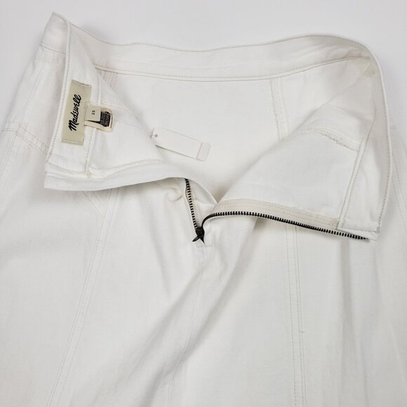 Madewell Fluted Midi Skirt Women’s 25 Tile White Cotton Denim Raw Hem Flared NWT - Picture 13 of 16